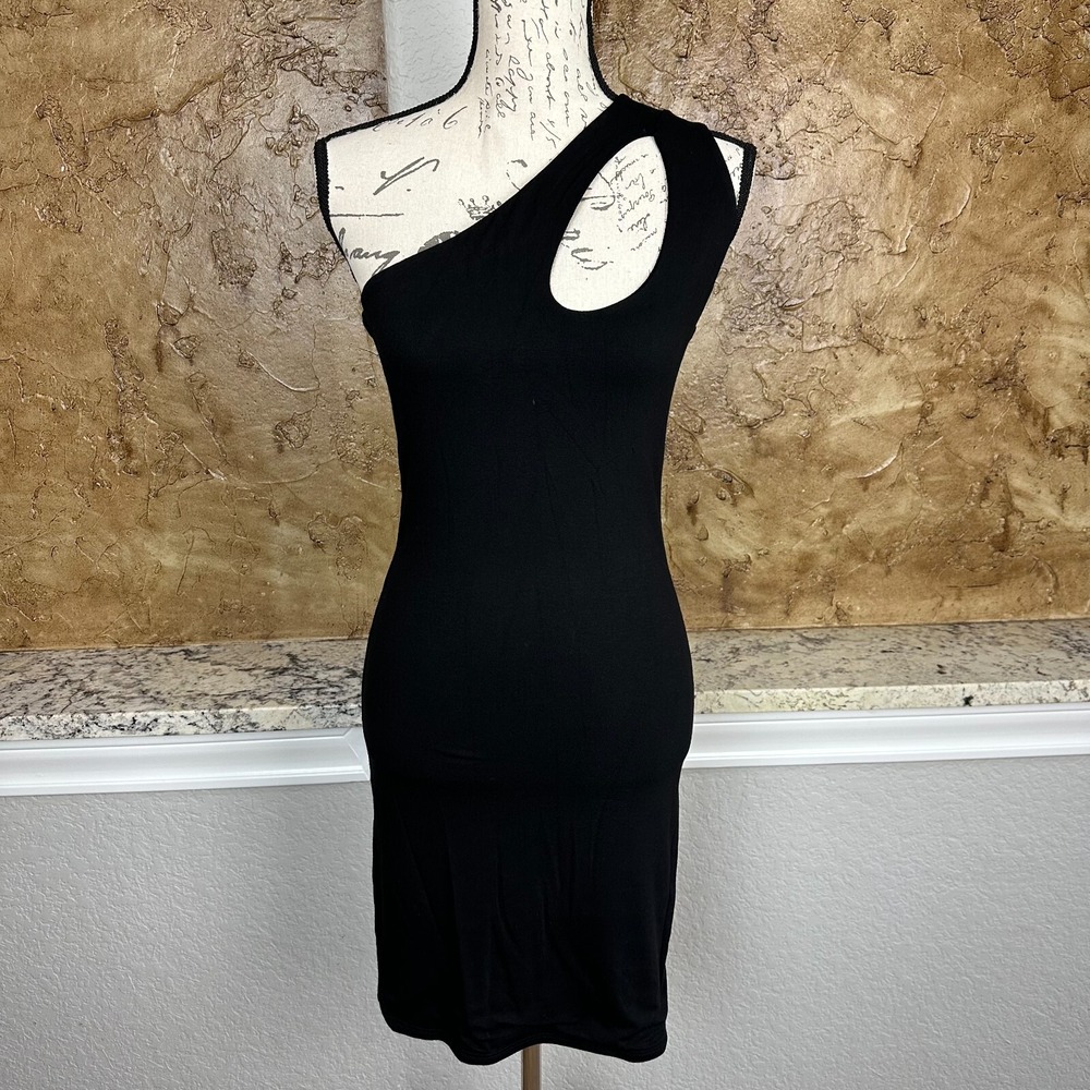 NWT Naked Wardrobe Mini Dress Women's XL One Shoulder Bodycon Shapewear Black‎